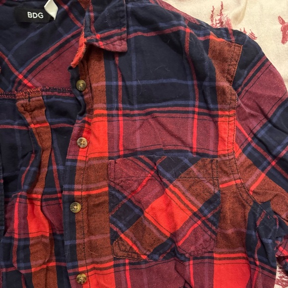 BDG Red and Blue Plaid Flannel - Picture 3 of 7